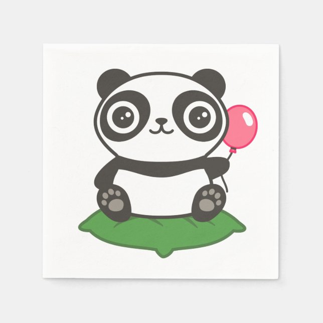Guardanapo De Papel Ilustração de Panda Bonita (Frente)
