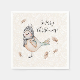 Guardanapo De Papel Ilustração de Pardal Fofo de Inverno