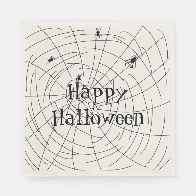 Guardanapo De Papel Ilustração de Portas Web de Aranha Feliz Halloween (Frente)