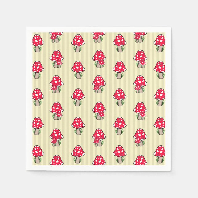 Guardanapo De Papel Ilustração de Pouco Cogumelo (Frente)