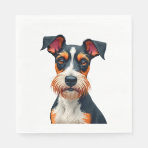 Guardanapo De Papel Ilustração de retrato de cachorro colorido retrô V