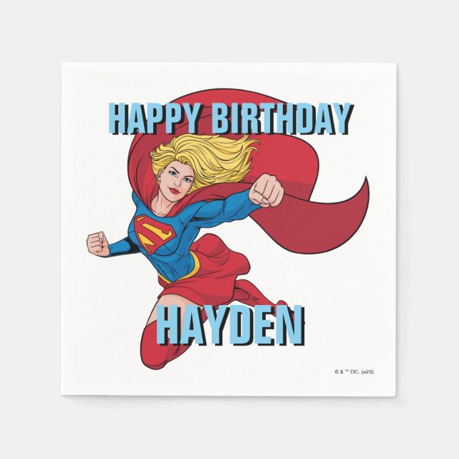 Guardanapo De Papel Ilustração de Supergirl Voando para Cima (Frente)