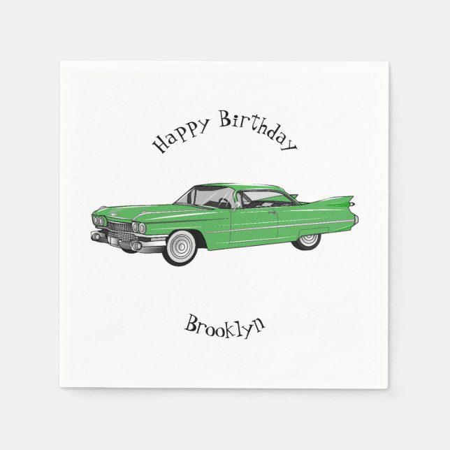 Guardanapo De Papel Ilustração do desenho animado Classic car 1959 (Frente)