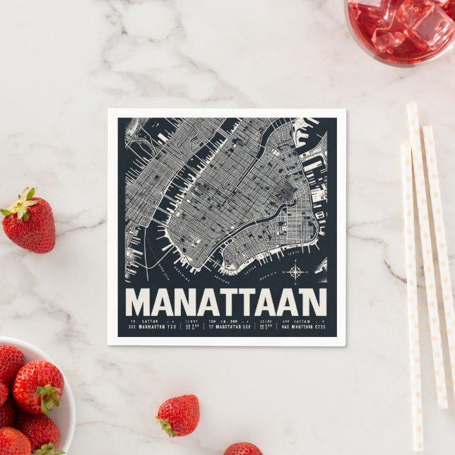 Guardanapo De Papel Ilustração do Mapa de Manhattan (Insitu)