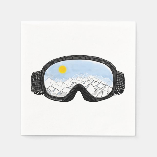 Guardanapo De Papel Ilustração do Modo Montanha Ski Goggles (Frente)