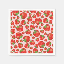 Guardanapo De Papel Ilustração Do Padrão De Morango Na Rosa claro
