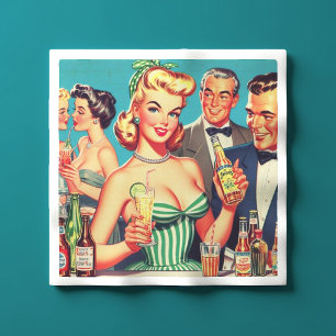 Guardanapo De Papel Ilustração do Partido Cocktail Retro