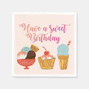 Guardanapo De Papel Ilustração do sorvete do aniversário