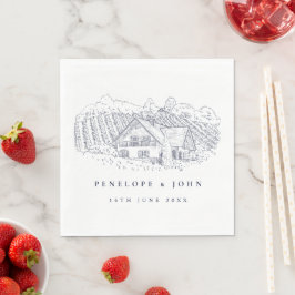 Guardanapo De Papel Ilustração Elegante de Vinhedo Casamento de Destin