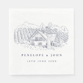 Guardanapo De Papel Ilustração Elegante de Vinhedo Casamento de Destin