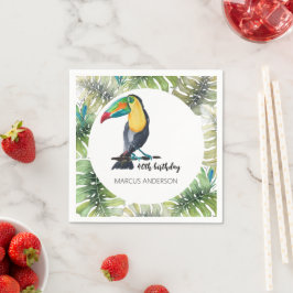 Guardanapo De Papel Ilustração Exótica em Aquarela de Tucano
