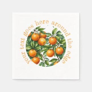 Guardanapo De Papel Ilustração Gráfica de Árvore Laranja - Texto perso