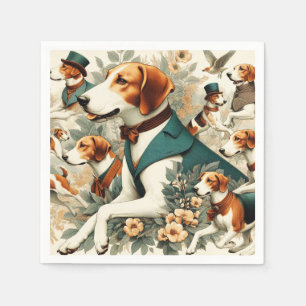 Guardanapo De Papel Ilustração Inglesa Vintage Foxhound Seamless