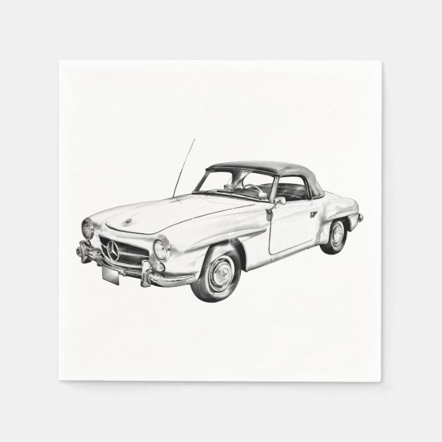 Guardanapo De Papel Ilustração Mercedes Benz 300 sl (Frente)