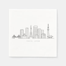 Ilustração Minimalista da Silhueta de Tóquio