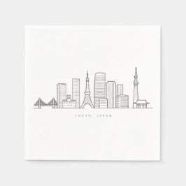 Guardanapo De Papel Ilustração Minimalista da Silhueta de Tóquio