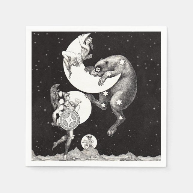 Guardanapo De Papel Ilustração Noturna do Deus do Universo da Lua Cele (Frente)