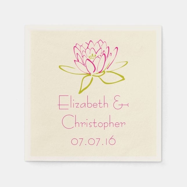 Guardanapo De Papel Ilustração Personalizada da Flor de Lotus / Lily d (Frente)