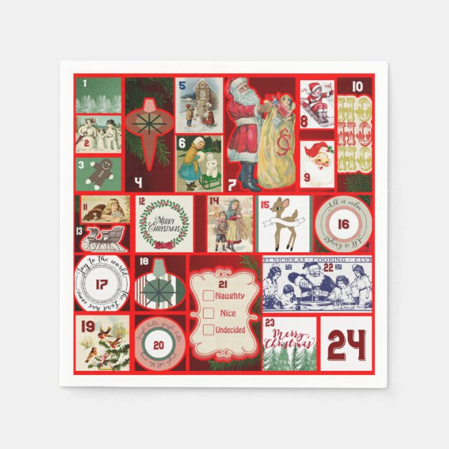 Guardanapo De Papel Ilustração Quadrada do Bloco de Natal (Frente)