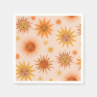 Guardanapo De Papel Ilustração Sun Face Orange Watercolor
