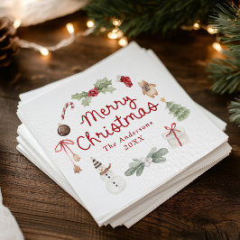 Guardanapo De Papel Ilustrações Aquareladas Lindas Feliz Natal
