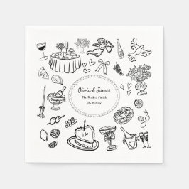 Guardanapo De Papel Ilustrações Desenhadas Mão, Casamento de Cocktail 