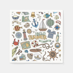 Guardanapo De Papel Ilustrações Diversas de Praia Costeira 