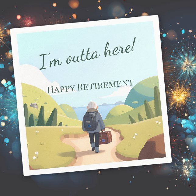 Guardanapo De Papel I'm Outta Here Retirement Party Retro (Criador carregado)