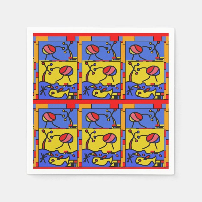 Guardanapo De Papel Imagem com peixes da arte moderna (Frente)