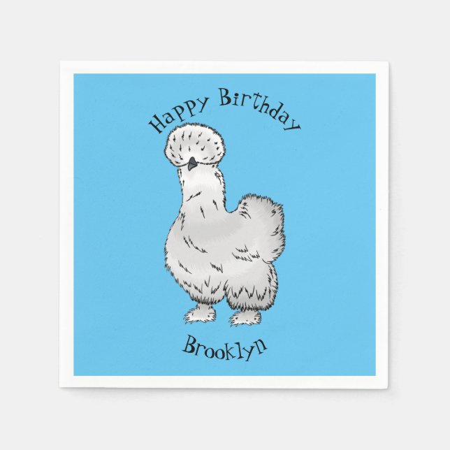 Guardanapo De Papel Imagem de desenho animado de frango Silkie (Frente)
