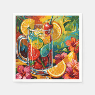 Guardanapo De Papel Impasto de pintura a óleo de coquetel de verão tro