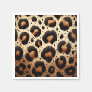 Guardanapo De Papel Impressão Animal Bege e Preto de Leopardos Manchas