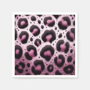 Guardanapo De Papel Impressão Animal de Pele de Leopardo Rosa e Preto 