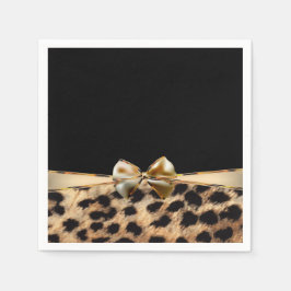 Guardanapo De Papel Impressão Animal Leopardo Guepardo Preto e Dourado