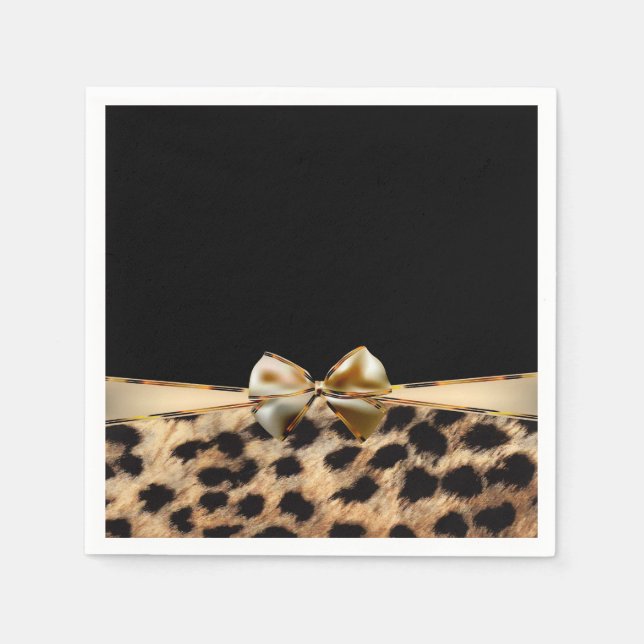Guardanapo De Papel Impressão Animal Leopardo Guepardo Preto e Dourado (Frente)