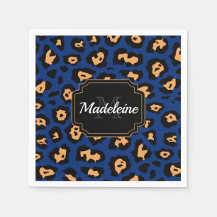 Guardanapo De Papel Impressão azul-leopardo