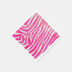 Guardanapo De Papel Impressão branco e rosa-quente zebra