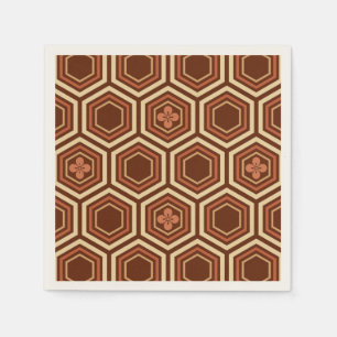 Guardanapo De Papel Impressão, Brown e bege sextavados do quimono