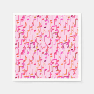 Guardanapo De Papel Impressão das notas musicais - rosa, multi