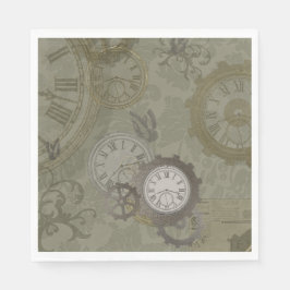 Guardanapo De Papel Impressão de colheita verde de oliveira Steampunk