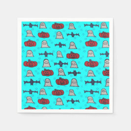 Guardanapo De Papel Impressão de Dia das Bruxas de Diversão Azul