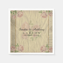 Guardanapo De Papel Impressão de dicionário vintage elegante com rosas