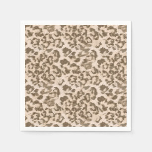 Guardanapo De Papel Impressão de leopardo bege.