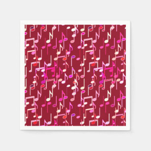 Guardanapo De Papel Impressão de Notas Musicais - Burgundy, multicama