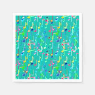 Guardanapo De Papel Impressão de Notas Musicais - turquesa, multicama