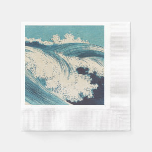 Guardanapo De Papel Impressão de Oceano de Ondas Azuis Antigas Japones