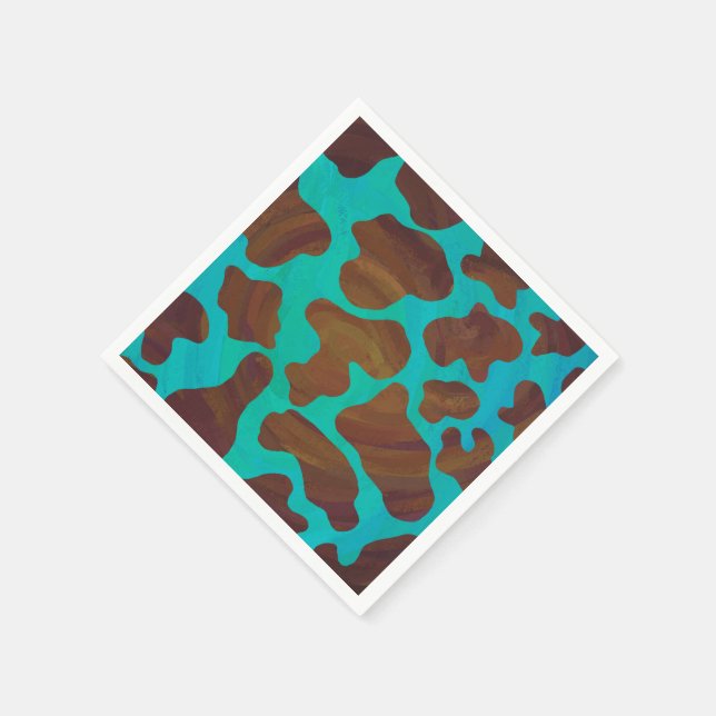 Guardanapo De Papel Impressão de Vaca Castanho e Teal (Canto)