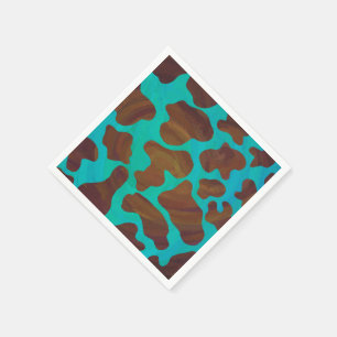 Guardanapo De Papel Impressão de Vaca Marrom e Teal