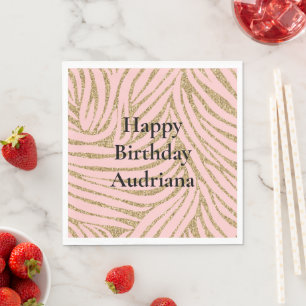 Guardanapo De Papel Impressão de Zebra Cinza Dourada Rosa