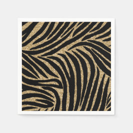 Guardanapo De Papel Impressão de Zebra Mágica Negra Dourada